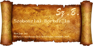 Szoboszlai Borbála névjegykártya